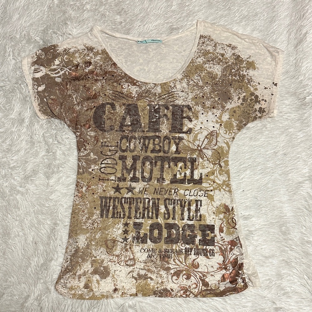 Y2K Maurice’s Western Style Beige Graphic Tee